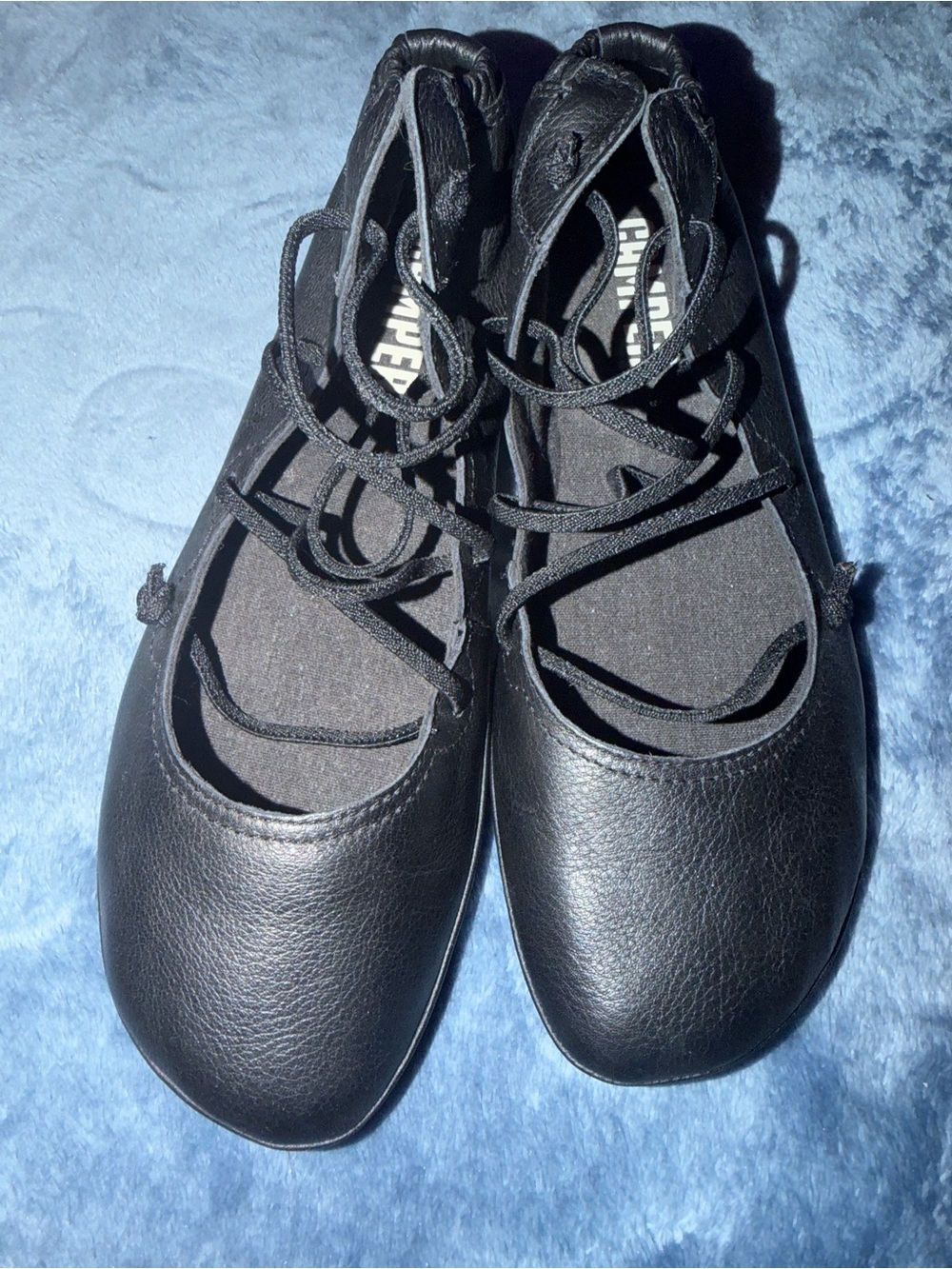 Camper Black Lace-Up Ballet Flats